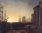 Claude Lorrain Harbour Scene at Sunset painting